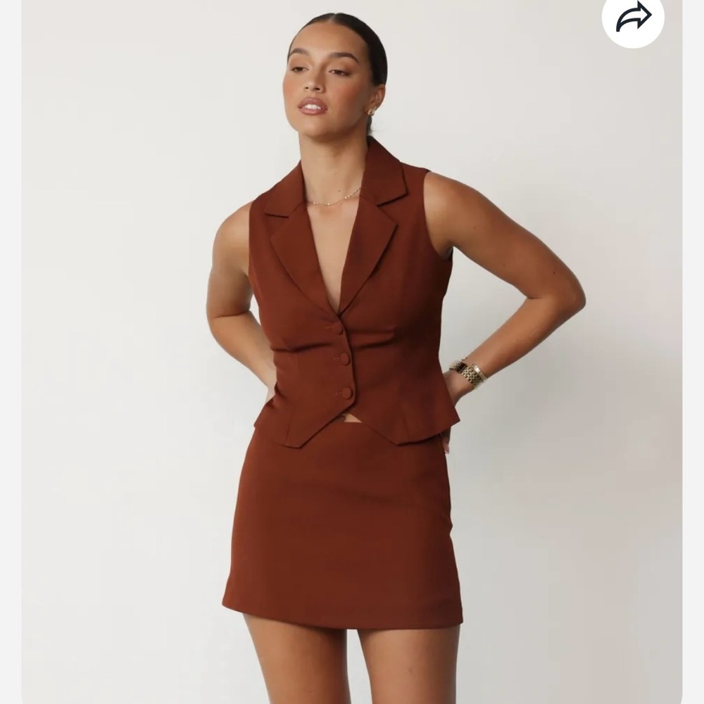 CHARCOAL Clothing Valeria Mini Skirt in Nutshell (burnt orange/brown)